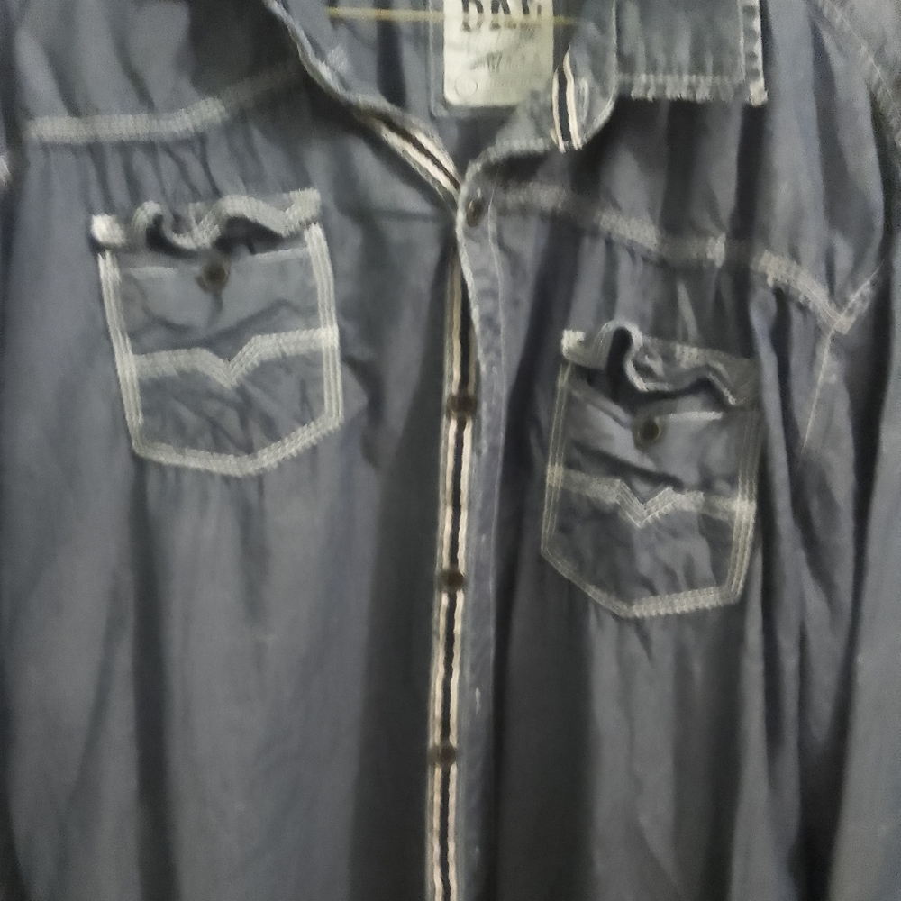 BKE Blue Lightweight Denim Shirt Jacket Size XL With Salvage Edge - Picture 3 of 8